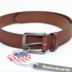 New Timberland Men's Classic Leather Belt Made in USA Size 32 Brown